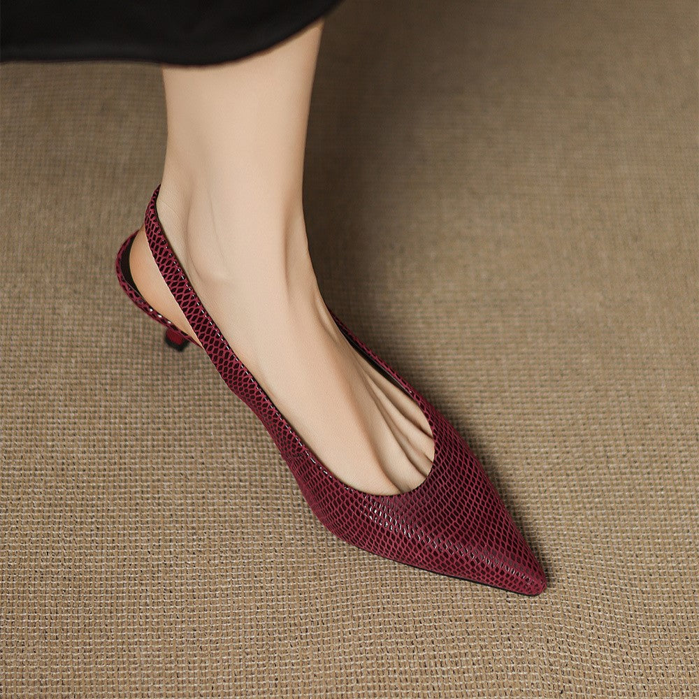 Céliane Talons Slingback en Cuir Pointus