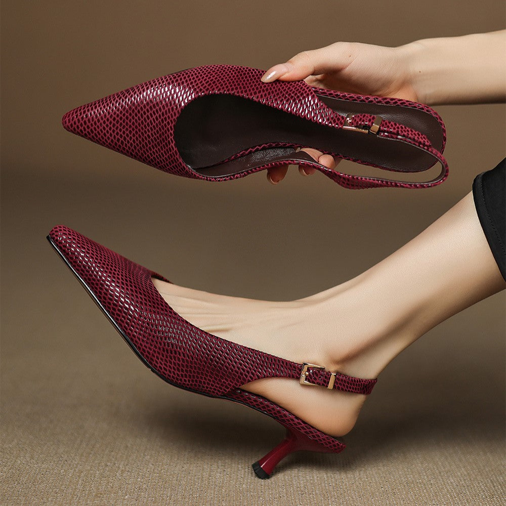 Céliane Talons Slingback en Cuir Pointus