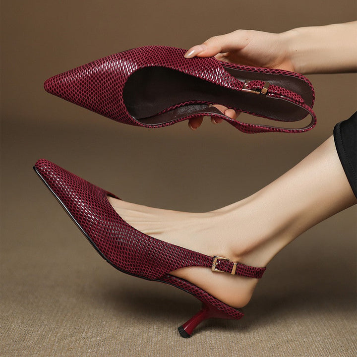 Céliane Talons Slingback en Cuir Pointus