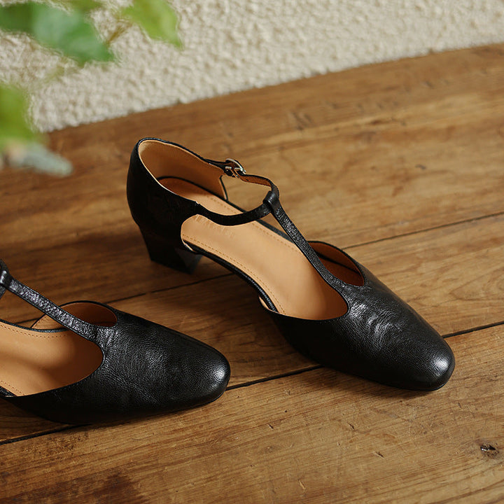 Talons T-Strap en Cuir Elowen