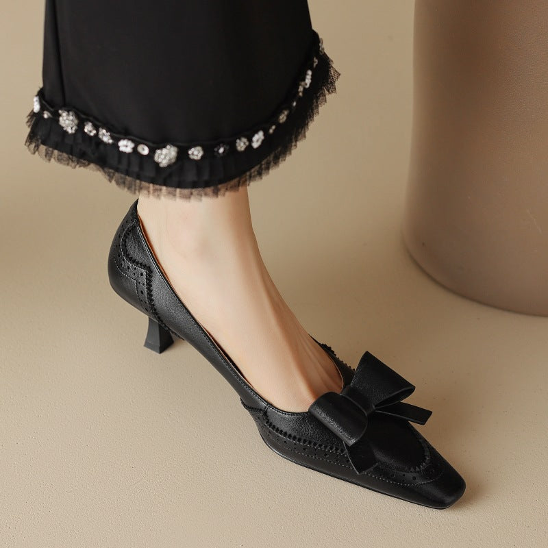 Célora Pompes en Cuir avec Ruban