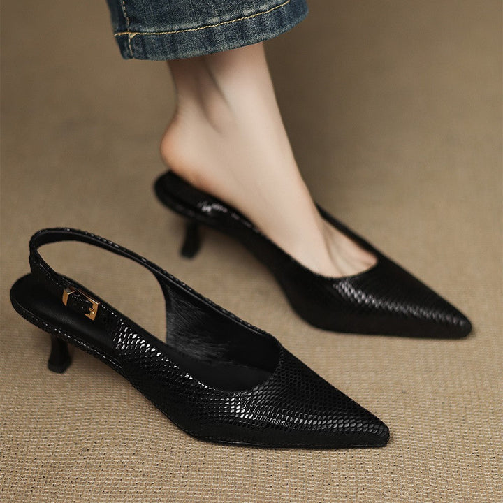 Céliane Talons Slingback en Cuir Pointus