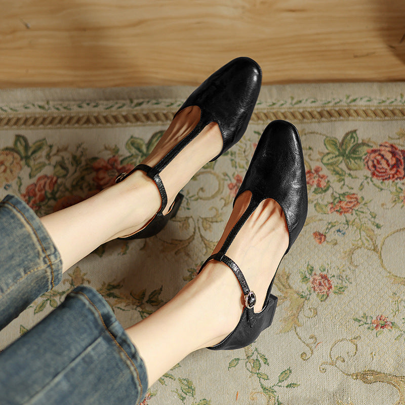 Talons T-Strap en Cuir Elowen
