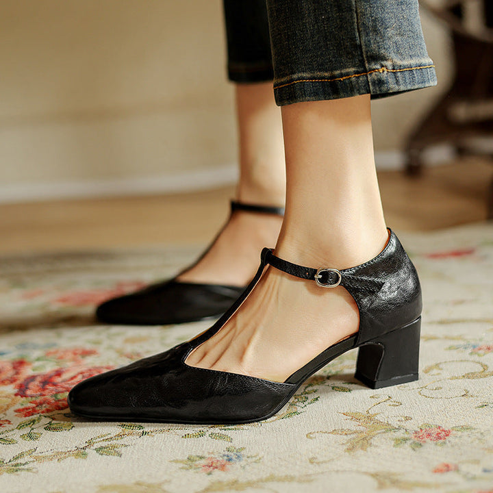 Talons T-Strap en Cuir Elowen