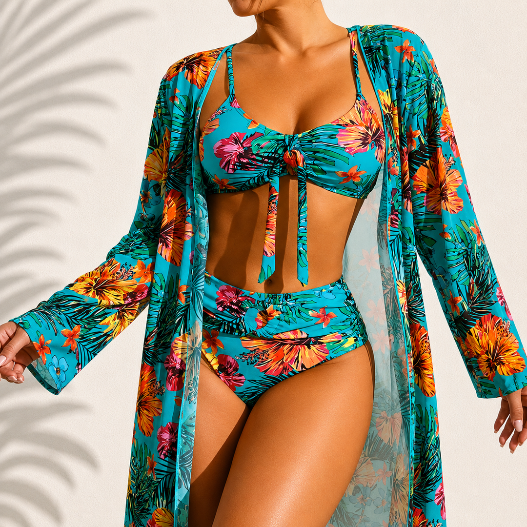 THÉO & MARCELLE PARIS | Bikini 3 Pièces Élégant Tropical Marie