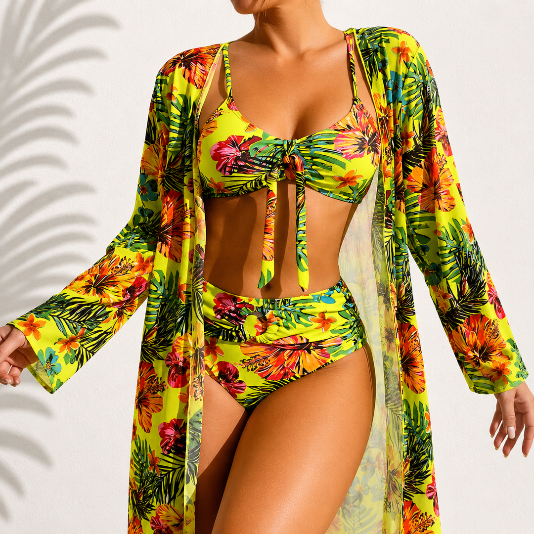 THÉO & MARCELLE PARIS | Bikini 3 Pièces Élégant Tropical Marie