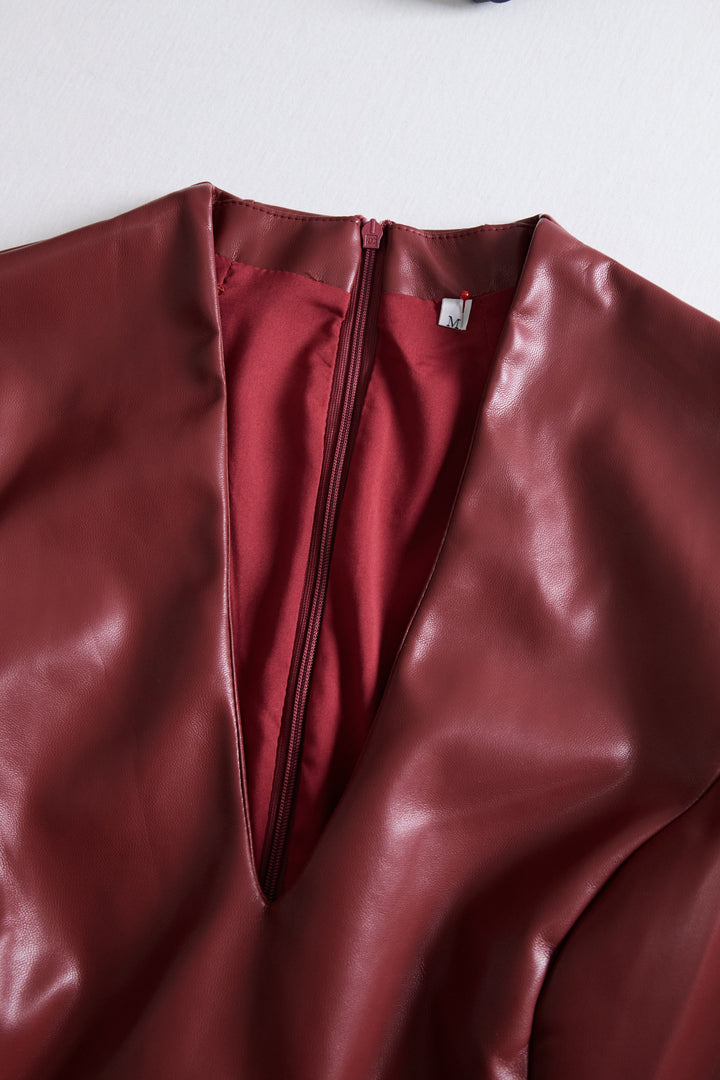 Natasza | Elegancka Sukienka Bodycon z Czarnej Skóry