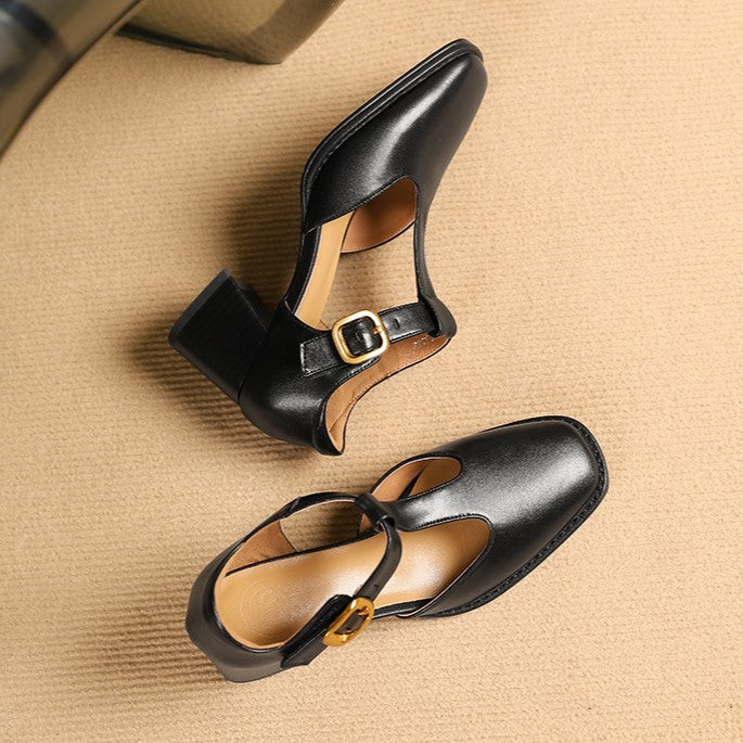 Marcele T-Strap Cuir Escarpins