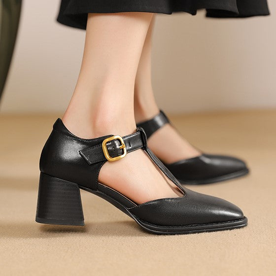 Marcele T-Strap Cuir Escarpins