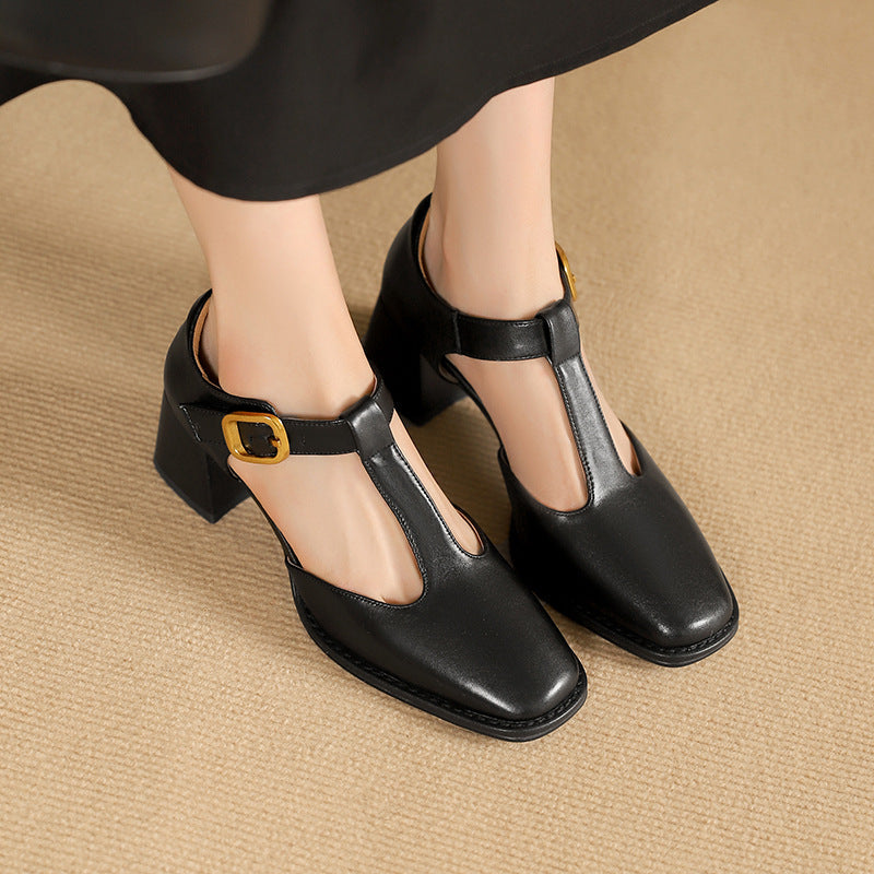 Marcele T-Strap Cuir Escarpins