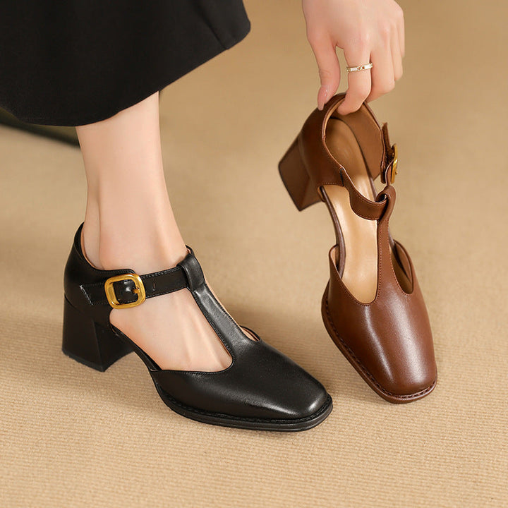 Marcele T-Strap Cuir Escarpins