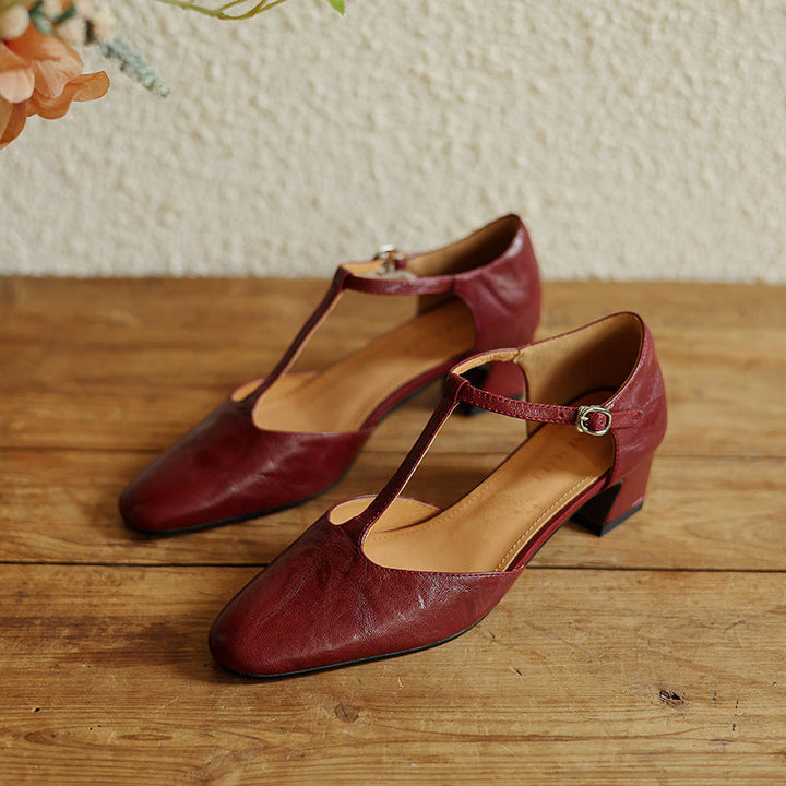 Talons T-Strap en Cuir Elowen