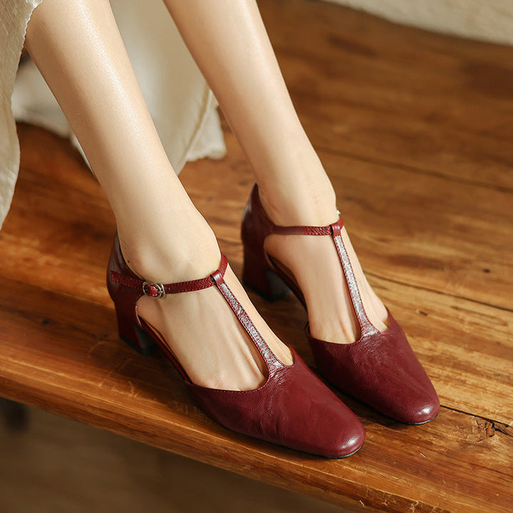 Talons T-Strap en Cuir Elowen