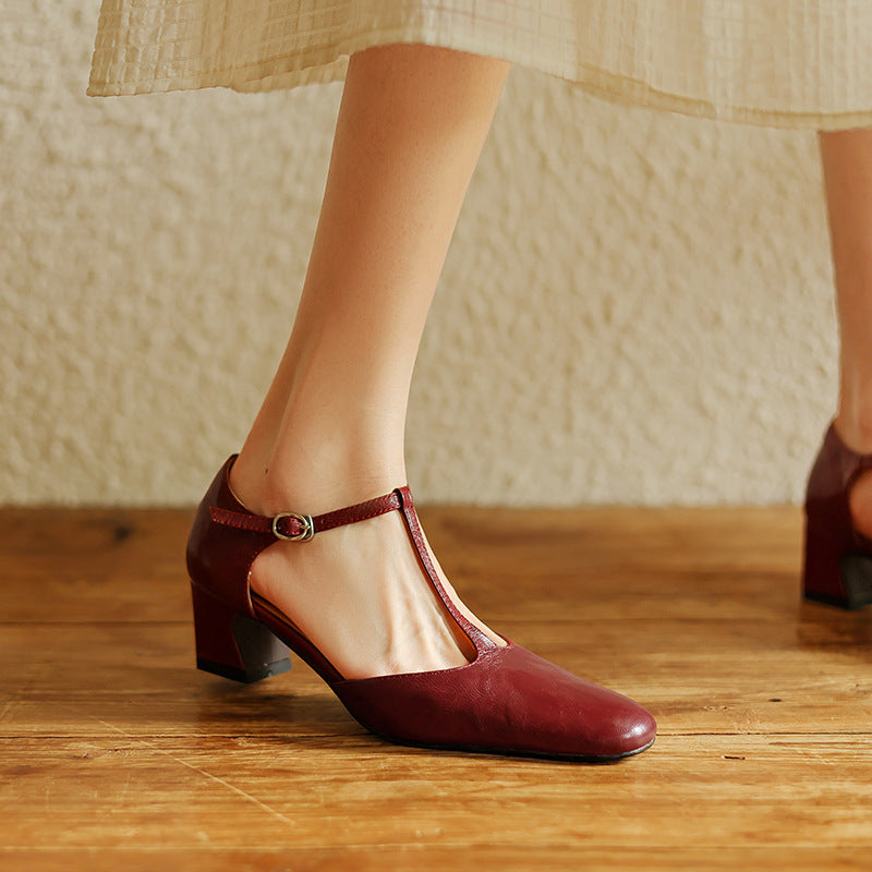 Talons T-Strap en Cuir Elowen