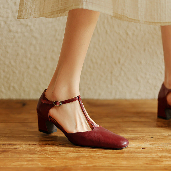 Talons T-Strap en Cuir Elowen
