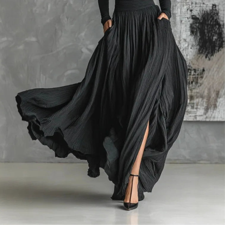 Livia | Czarna elegancka sukienka maxi