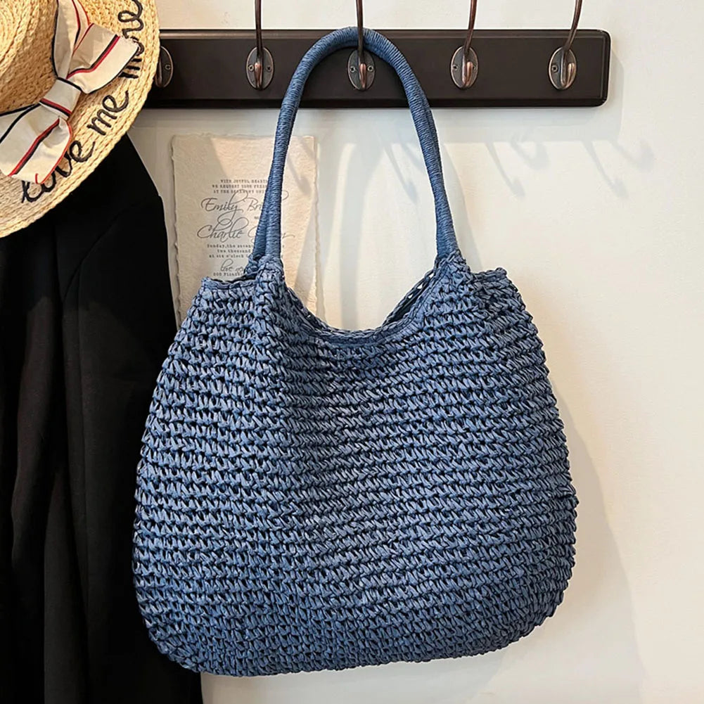 Sac Cabas en Paille | Grand Sac à Épaule Vintage