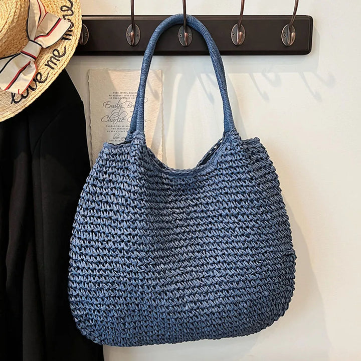 Sac Cabas en Paille | Grand Sac à Épaule Vintage