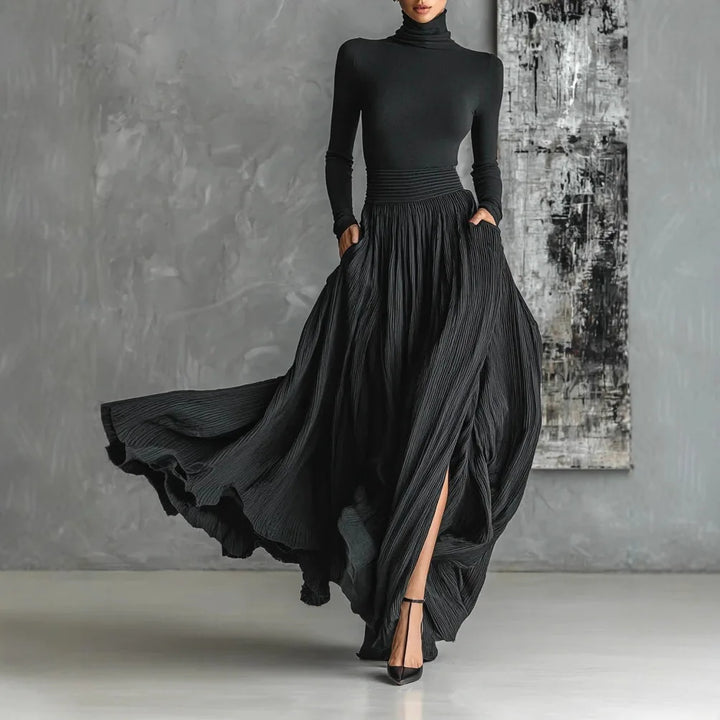 Livia | Czarna elegancka sukienka maxi