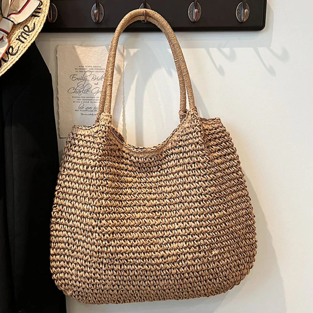 Sac Cabas en Paille | Grand Sac à Épaule Vintage