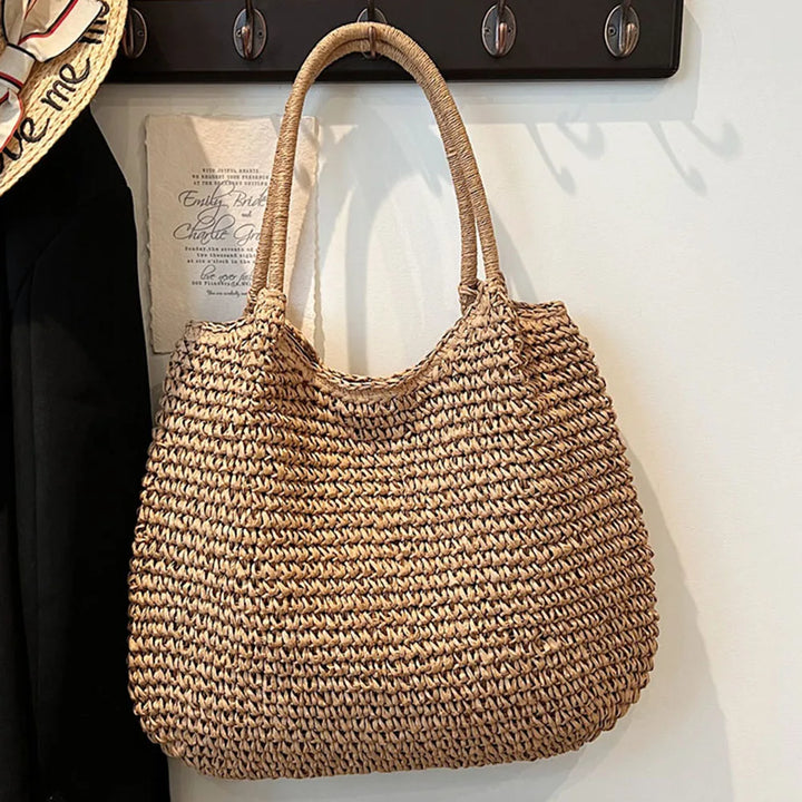 Sac Cabas en Paille | Grand Sac à Épaule Vintage