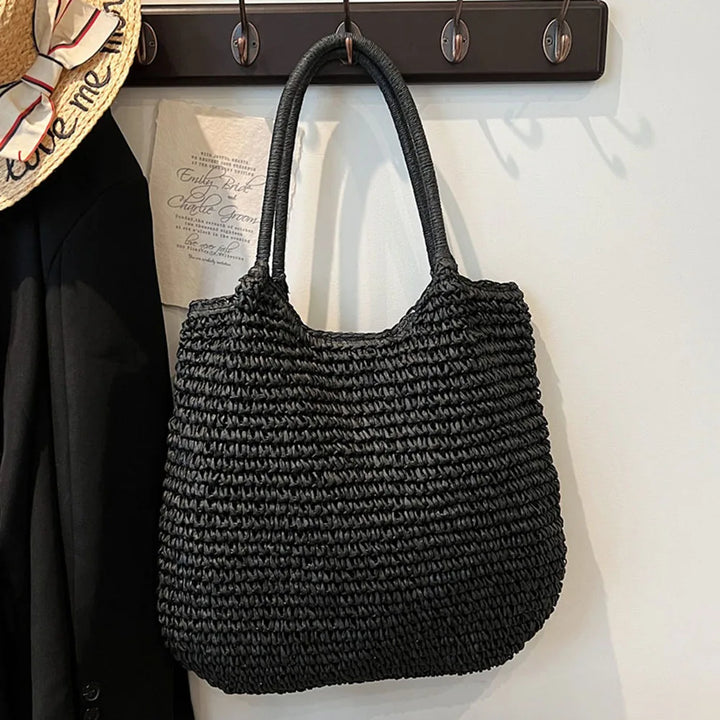 Sac Cabas en Paille | Grand Sac à Épaule Vintage