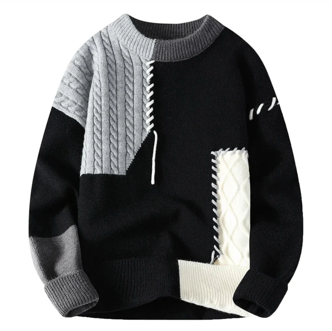 Sweter dziergany patchworkowy