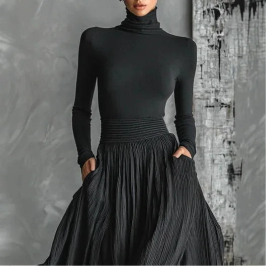 Livia | Czarna elegancka sukienka maxi