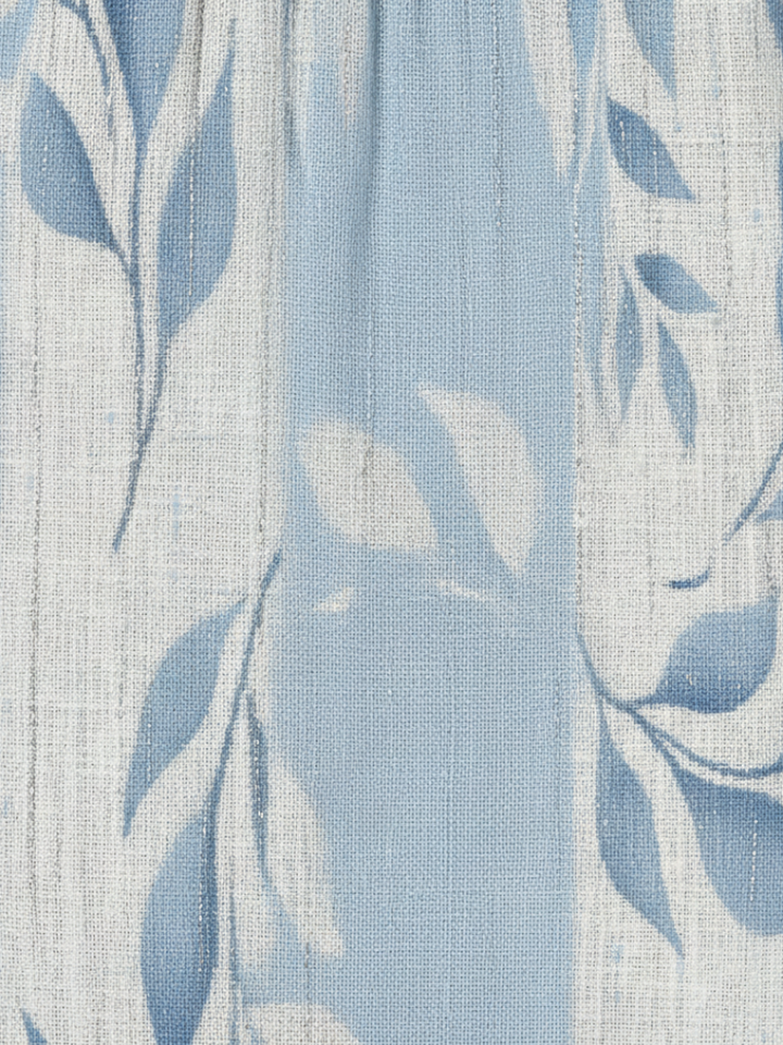 Solene | Robe Midi Bleu à Motif Feuille Sans Manches