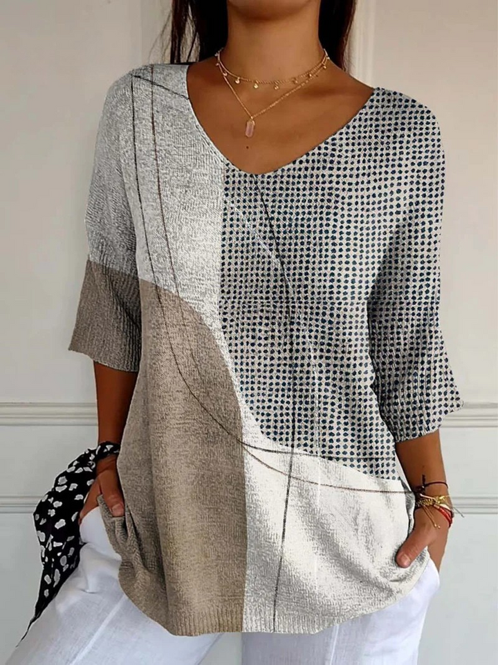 Pull en Tricot pour Femmes avec Motif Géométrique Abstrait