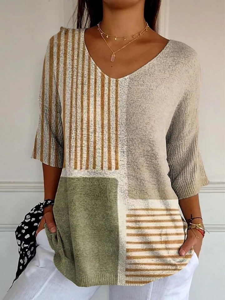 Pull en Tricot pour Femmes avec Motif Géométrique Abstrait