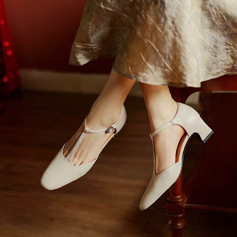 Talons T-Strap en Cuir Elowen
