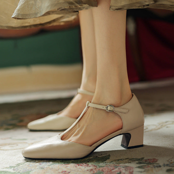 Talons T-Strap en Cuir Elowen