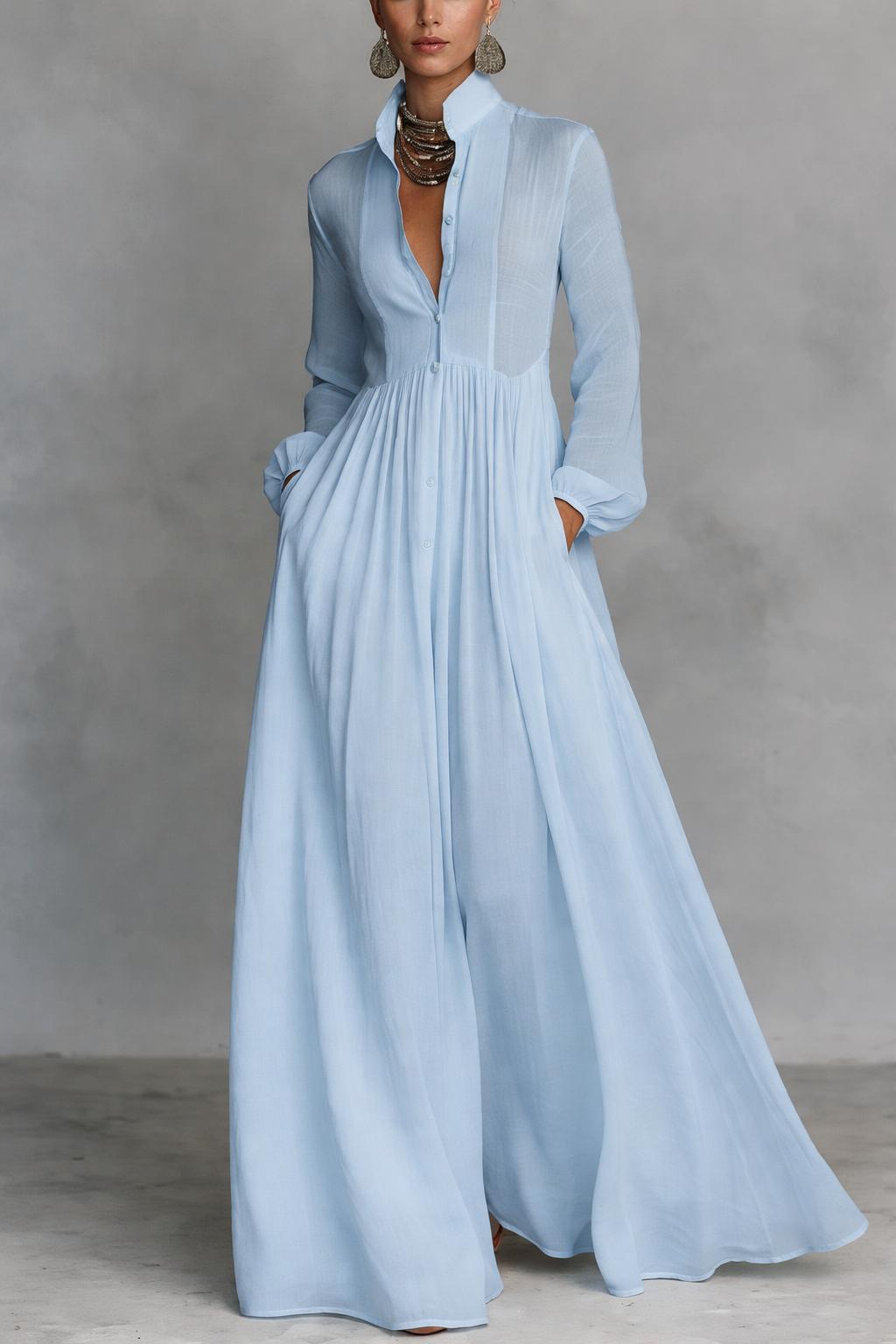 Serena | Robe Maxi Flottante à Boutons