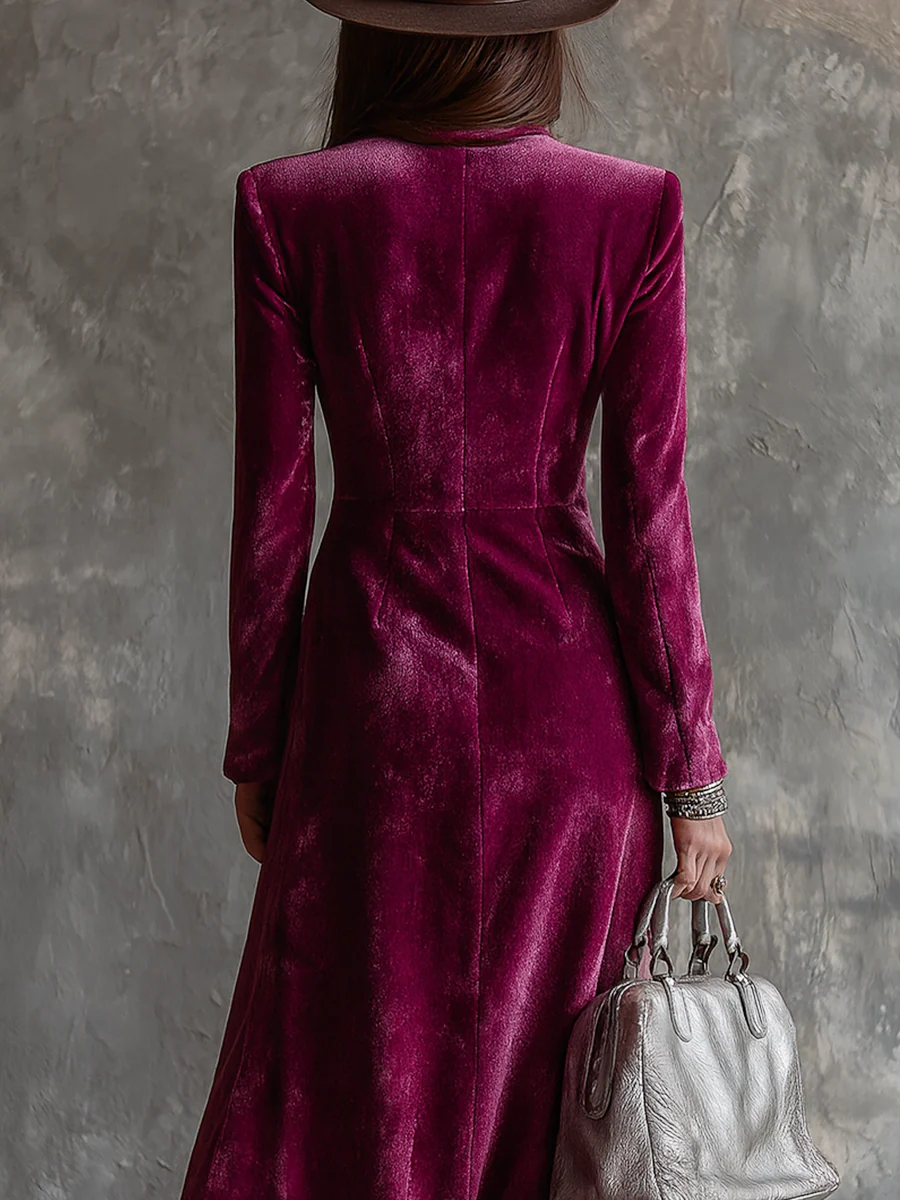 Paulina | Welurowa Sukienka Blazer Maxi