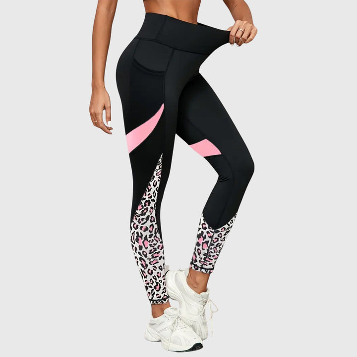 Anne | Pantalons de Sport Imprimé Léopard Taille Haute