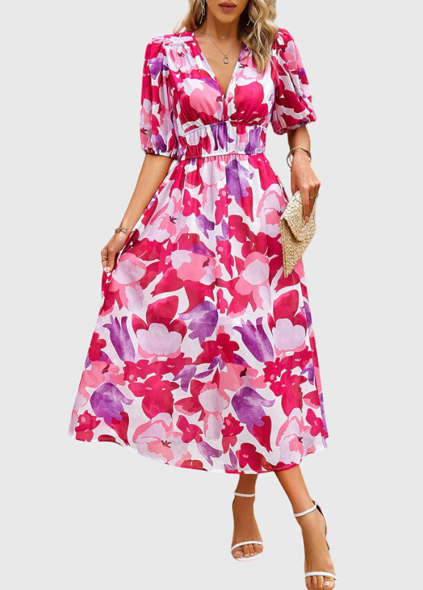 Joyce | Robe Midi Florale Flatteuse