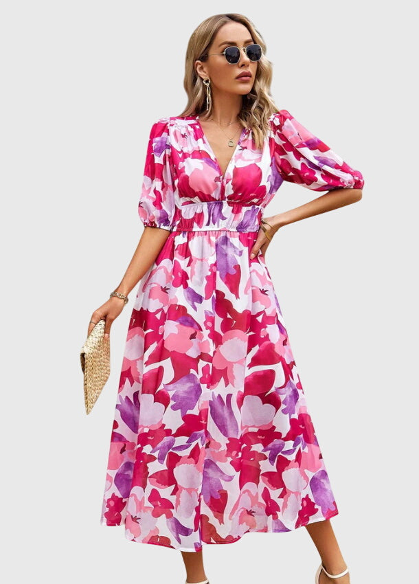 Joyce | Robe Midi Florale Flatteuse