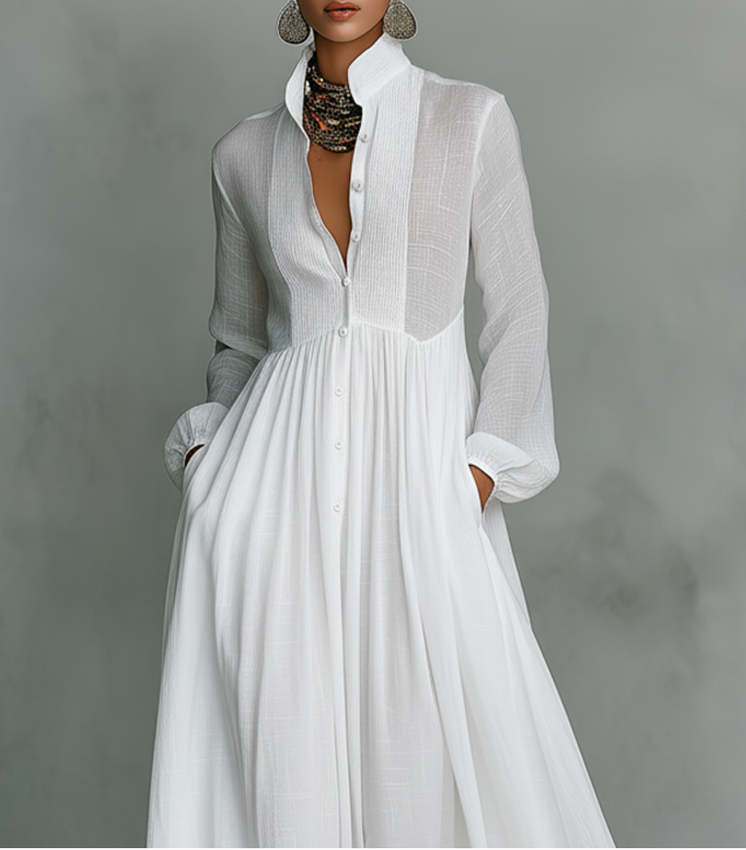 Serena | Robe Maxi Flottante à Boutons
