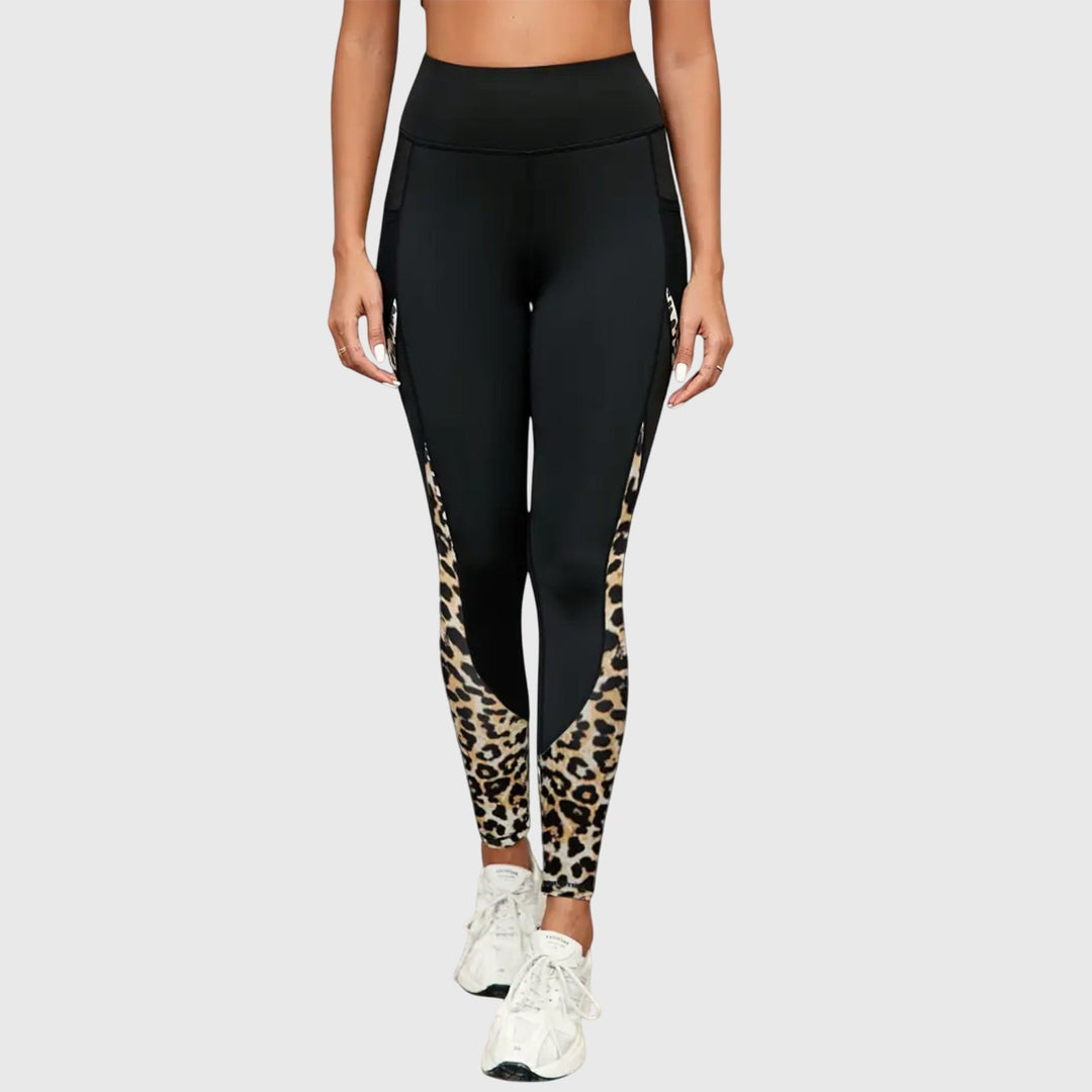 Anne | Pantalons de Sport Imprimé Léopard Taille Haute
