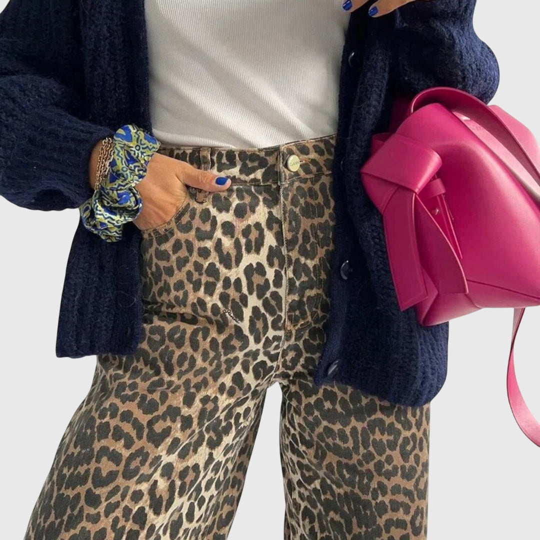Deanna | Jeans Vintage avec Imprimé Léopard