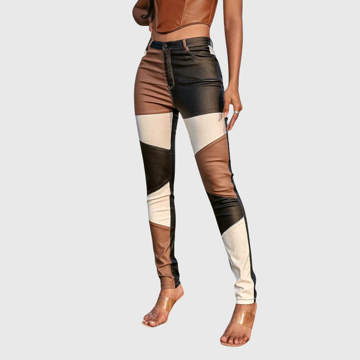 Sylvia | Pantalons Tubulaires avec Motif Color Block