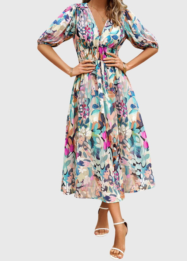 Joyce | Robe Midi Florale Flatteuse
