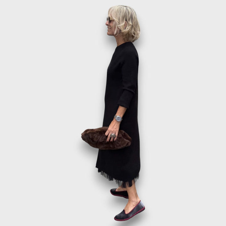Aria | Robe Midi en Tricot et Tulle Superposée