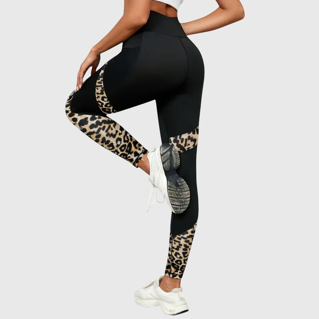 Anne | Pantalons de Sport Imprimé Léopard Taille Haute