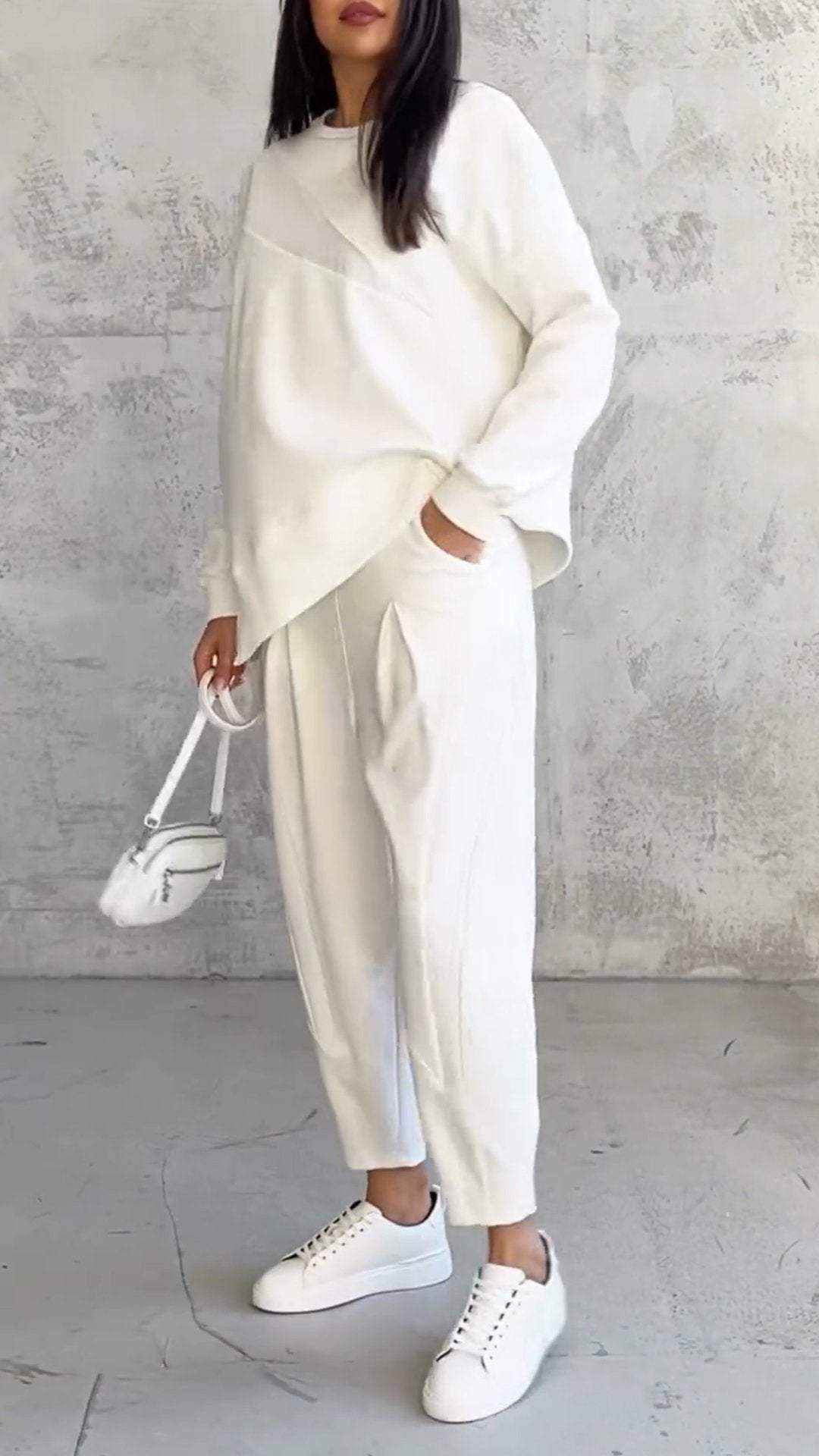 Babette - Dwuczęściowy komplet z okrągłym dekoltem i długim rękawem