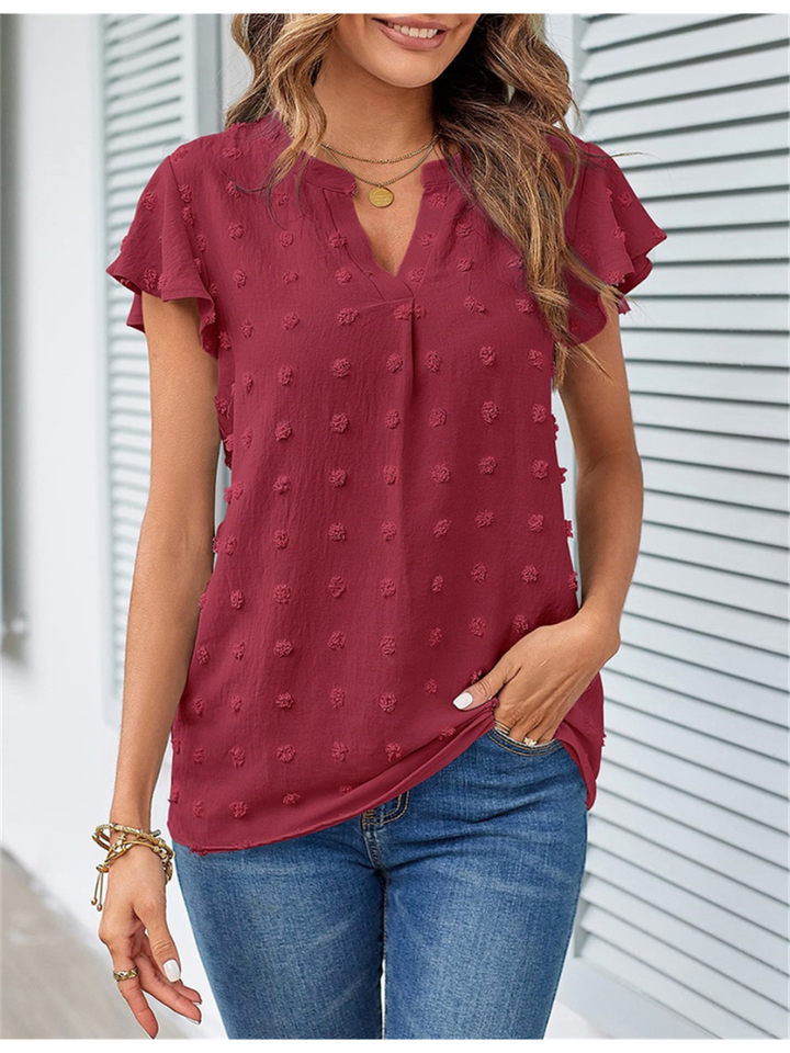 Kari | Blouse Chic en Patchwork avec Volants