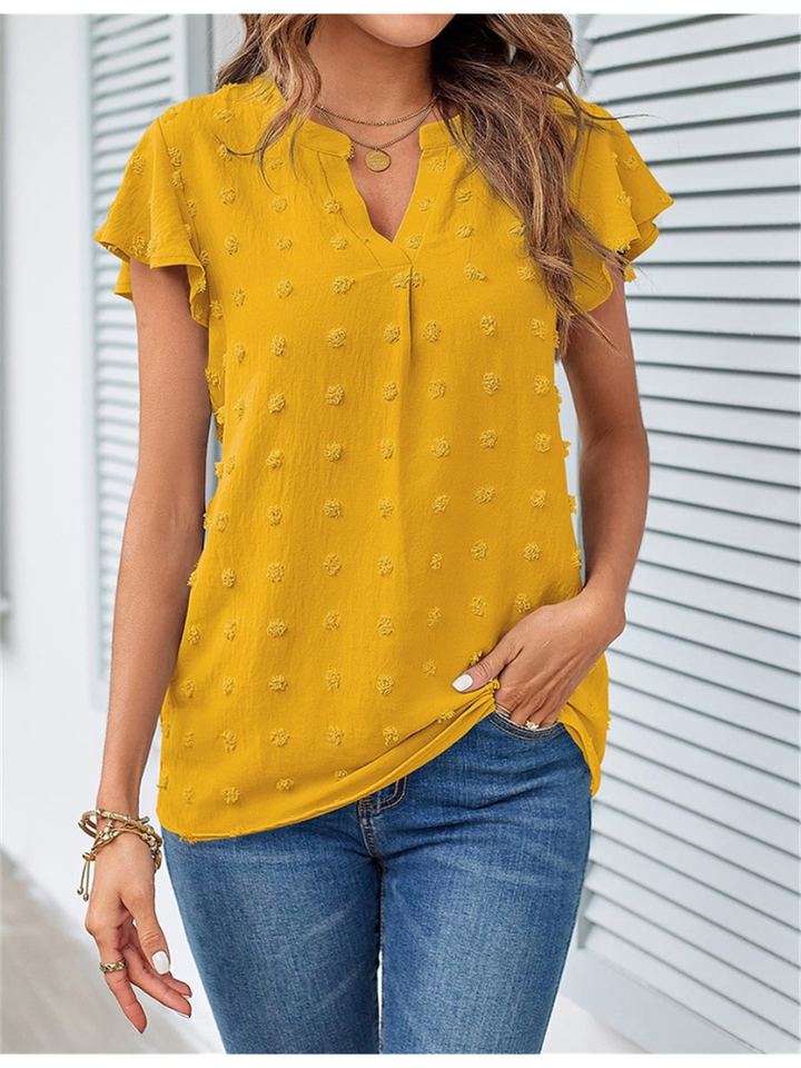 Kari | Blouse Chic en Patchwork avec Volants