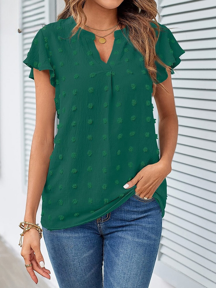 Kari | Blouse Chic en Patchwork avec Volants