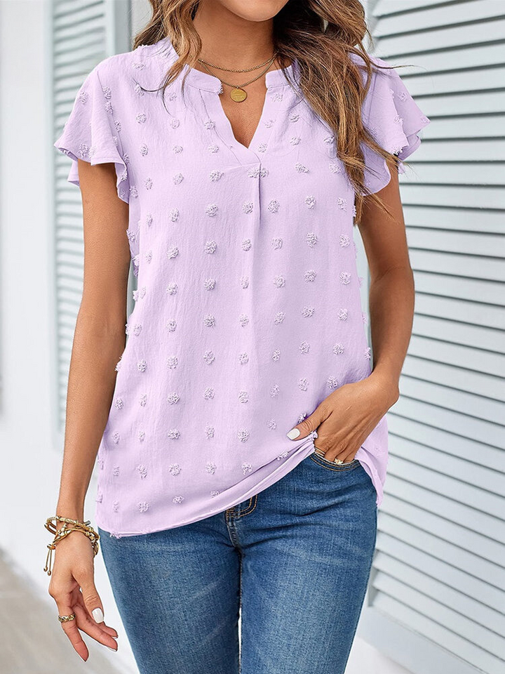 Kari | Blouse Chic en Patchwork avec Volants